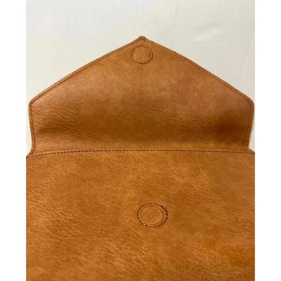 Trendy Brown Faux Leather Envelope Clutch - Picture 2 of 5